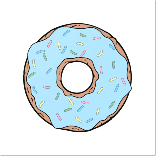 Blue Donut, Doughnut, Icing, Sprinkles, Frosting Posters and Art